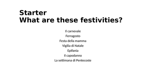 Italian GCSE Festivities/ carnival