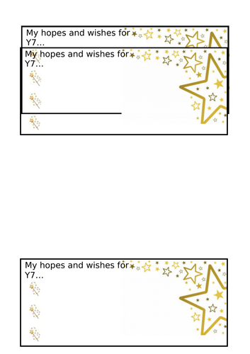 Hopes and wishes for Y7 activity