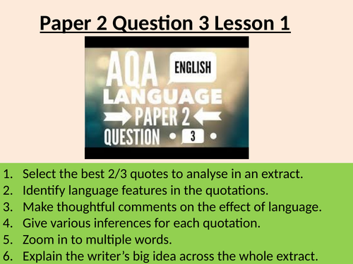 AQA Paper 2 Question 3 - 3 catch-up sessions
