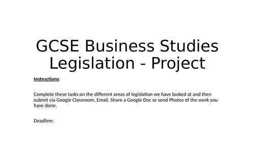 GCSE Business Legislation Project