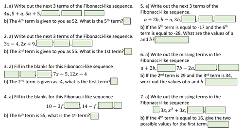 Fibonacci like sequences and algebra