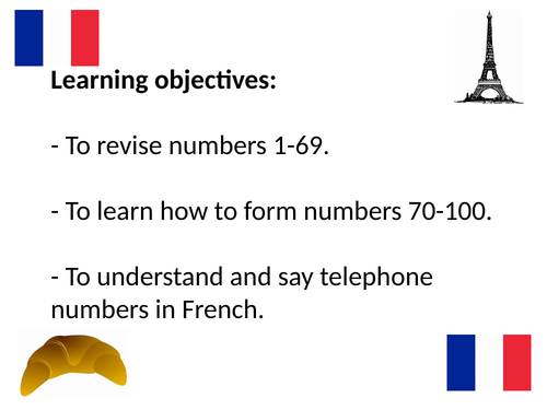 French numbers 1-100 powerpoint