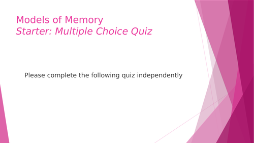 AQA Psychology Memory Models Revision Lesson and Sheets