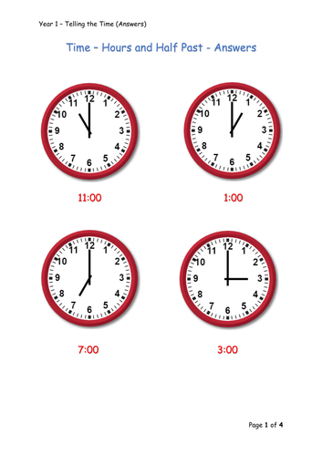 Y1 Maths - Time | Teaching Resources