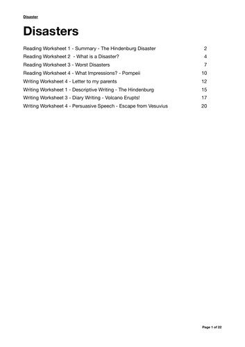 The Hindenburg - Sample sheet from Disaster Scheme of Work.