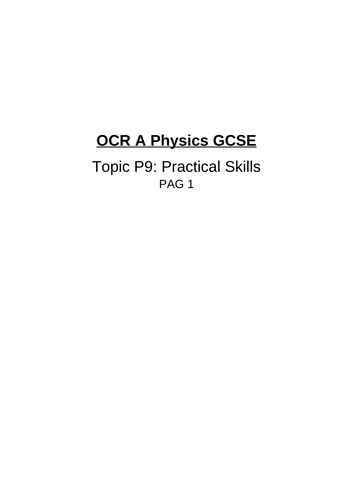 OCR (A) GCSE Physics Practical Notes