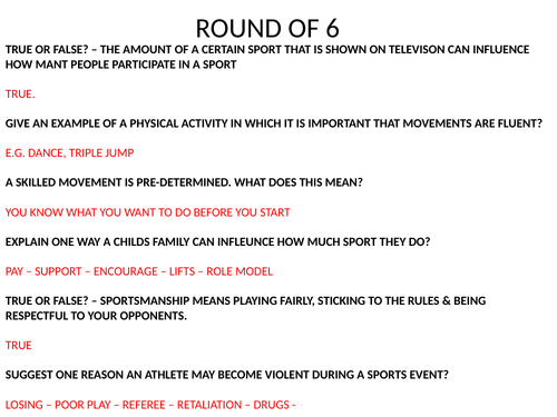 OCR GCSE PE - DEAL OR NO DEAL