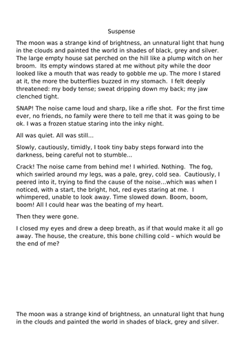 Suspense Writing Wagoll Using Alan Peat S Exciting Sentences Teaching Resources