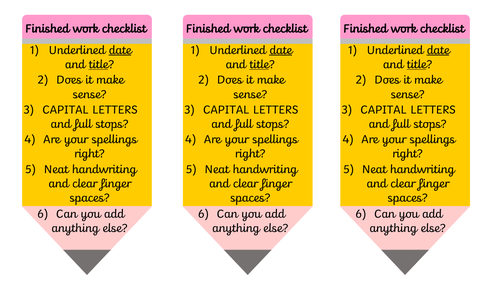 Finished Work Checklist