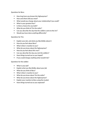 Highwayman characterisation