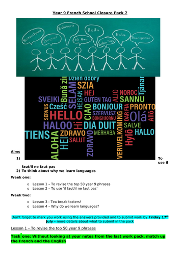 Revision and why learn languages pack