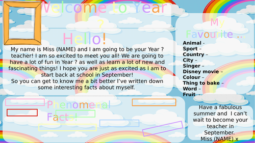Meet the Teacher - Get to know me editable template