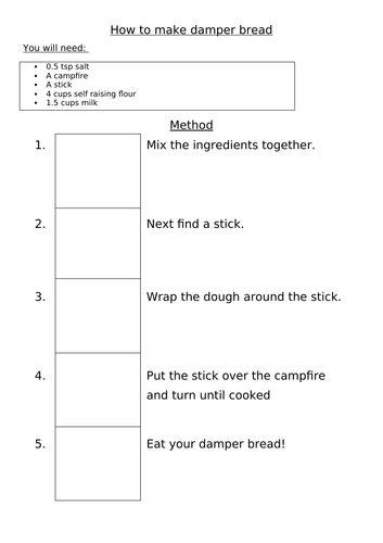 Instruction Writing - Year 1 Damper Bread