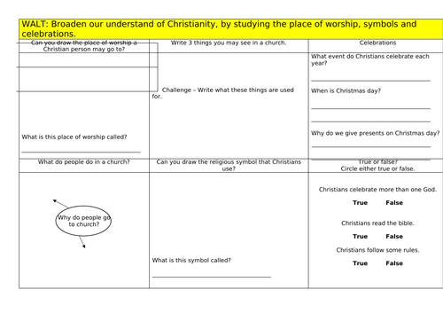 Christianity Worksheet