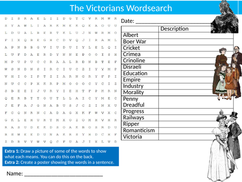 The Victorians #2 Wordsearch Starter Settler Activity Homework Cover Lesson History
