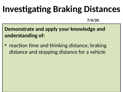 PAG 1.3: Investigating Braking Distances - A level Physics (OCR A)