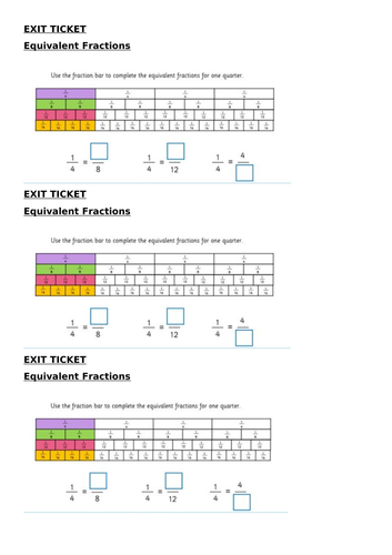 Fractions Year 4 - Exit Tickets