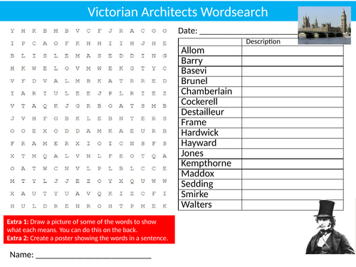 6 x Architecture Wordsearch Starter Settler Activity Homework Cover Lesson Design Architects