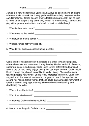 Comprehension and inference | Teaching Resources