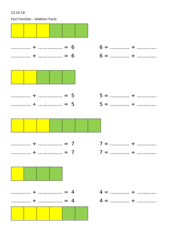 Fact Families - numbers to 10