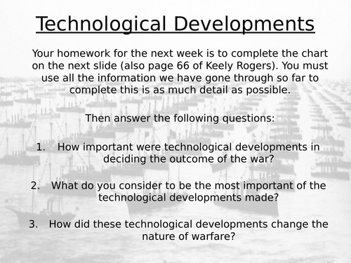 Technological developments in WWI