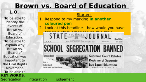 Brown Vs Board. Part of a Black Lives Matter & Civil Rights SOW