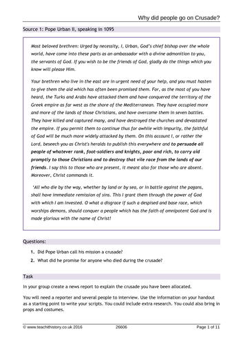 Islam in the Medieval Ages: Why did people go on Crusades?