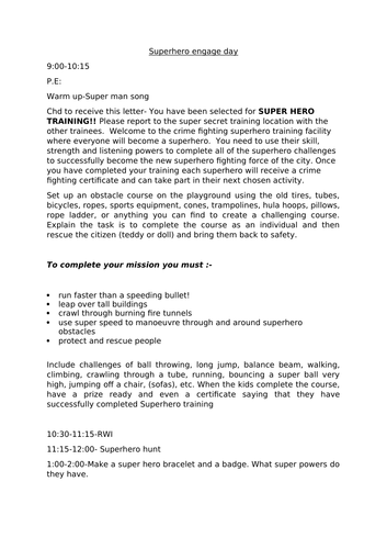 Superhero engage day planning