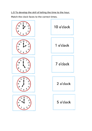 telling the time o clock times teaching resources