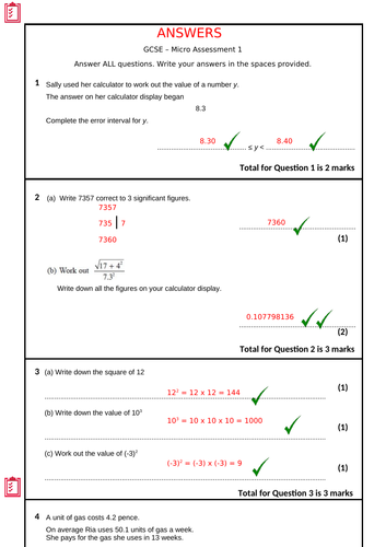 GCSE µ-Assessment 1: Estimation, Indices, Roots, Prime Factors, HCF & LCM (Edexcel Foundation)