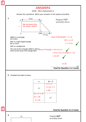 GCSE µ-Assessment 2: Expanding Brackets, Simplify, Area, Perimeter & Volume (Edexcel Foundation)