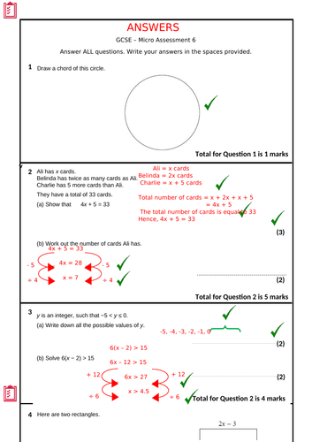 GCSE µ-Assessment 6: Circles, Circumference, Solving Inequalities & Equations (Edexcel Foundation)