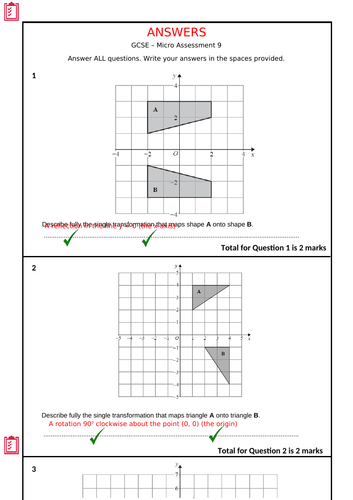 GCSE µ-Assessment 9: Transformations, Congruence, Bivariate Data, Grouped Freq. (Edexcel Foundation)