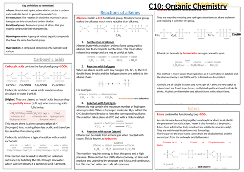 AQA C10 Knowledge Organser