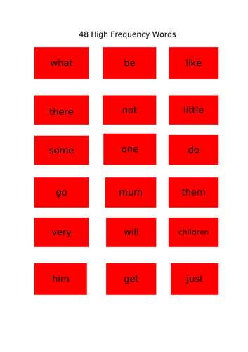 48 High Frequency Words