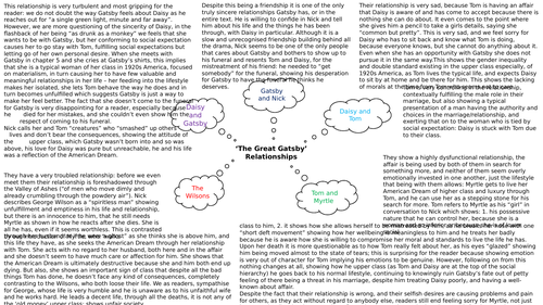 Relationships in The Great Gatsby - Analysis