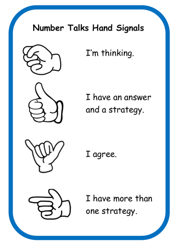 Number Talks Hand Signals | Teaching Resources