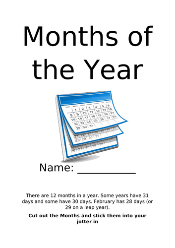 Months of the Year Activities