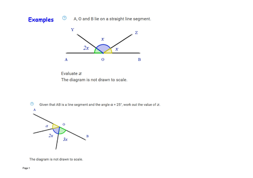Solving equations angles on a straight line