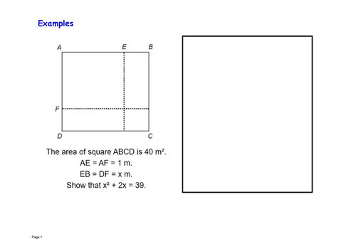 Forming expression area of a square