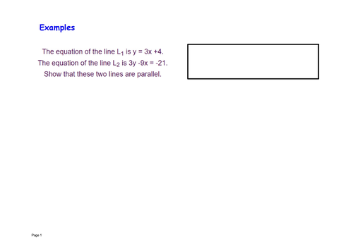 y = mx + c parallel lines