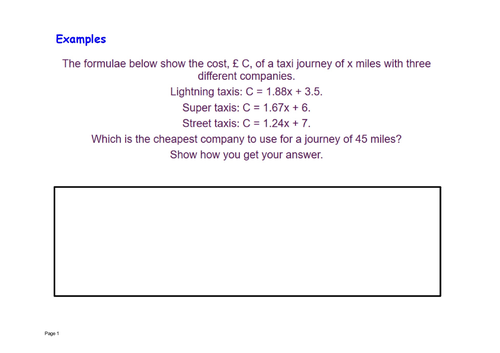 Substitution into real life formula