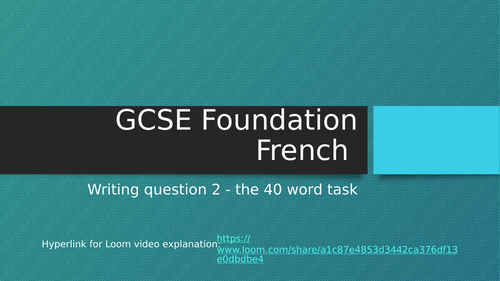 GCSE French Writing Q2  40 word with video link