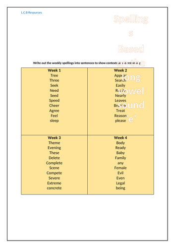 Spellings sheets for KS1 | Teaching Resources