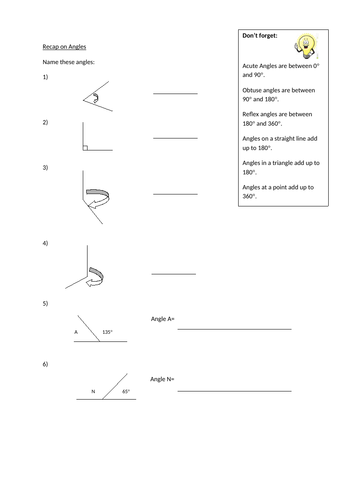 Recap of angles