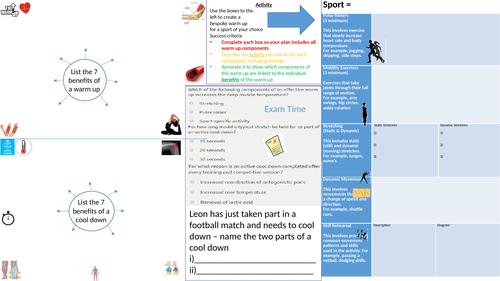 GCSE PE Warm Up/Cool Down Learning Mat