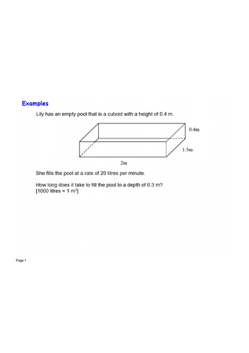 Volume pool fill unit conversion exam question