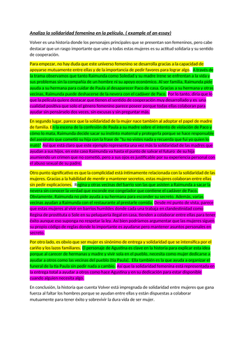 Model Essay about Volver