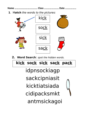 satpin md gock ck Mrs Pryce's Funny Phonics