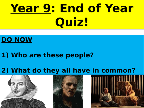 English Quiz Online Learning Resource - End of Year